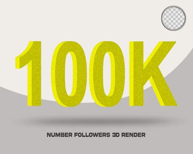 3d render number foolowers of social media sponge style