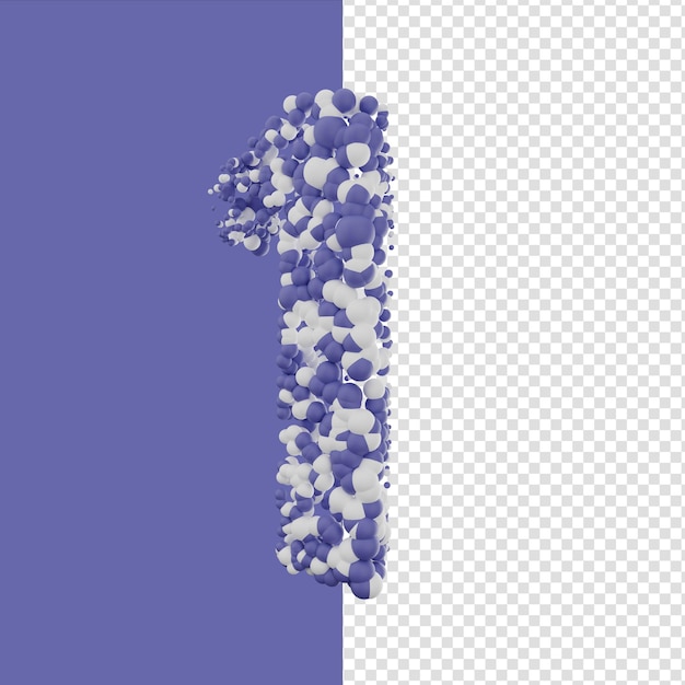 3d render number one with lavender and white bubble