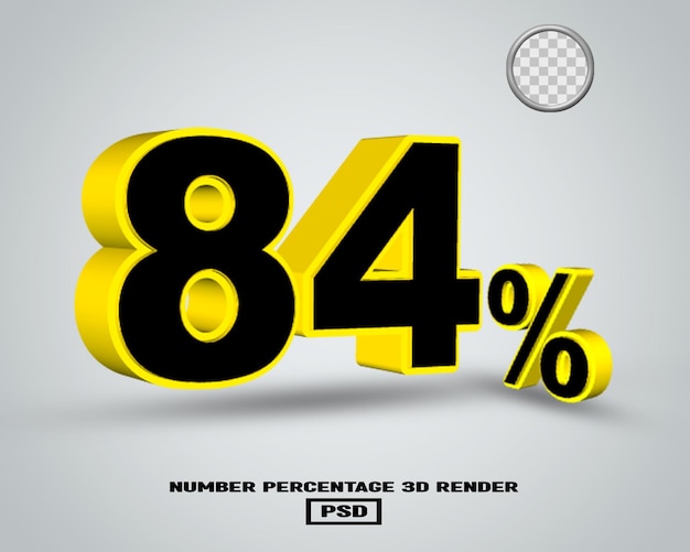 3d render number percentage black yellow color with grey backgound