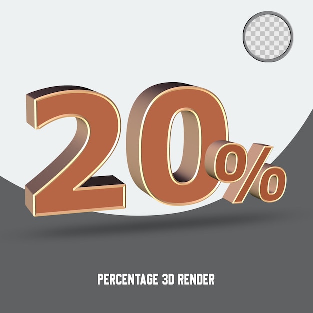 3d render number percentage brown color