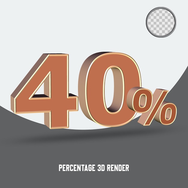 3D render number percentage brown color