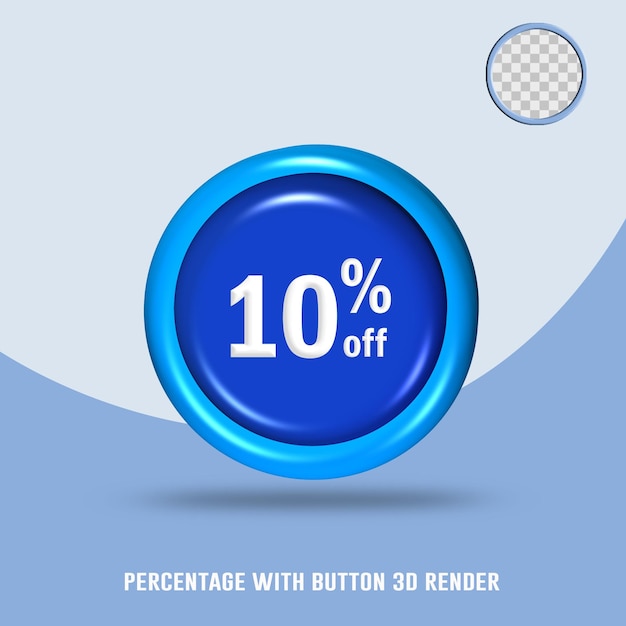 PSD 3d render number percentage button blue color