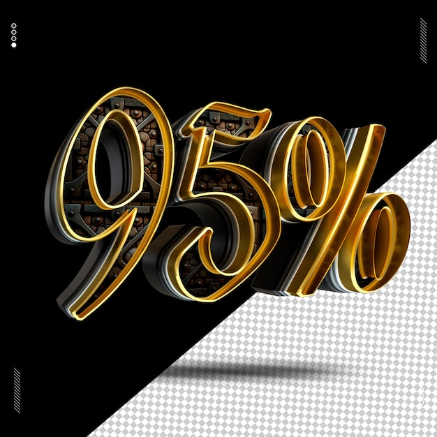 3d render number percentage font medieval gold