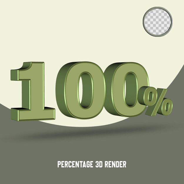 3D render number percentage olive color