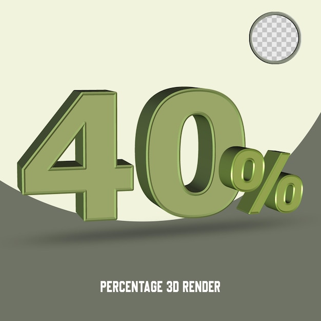 3d render number percentage olive color