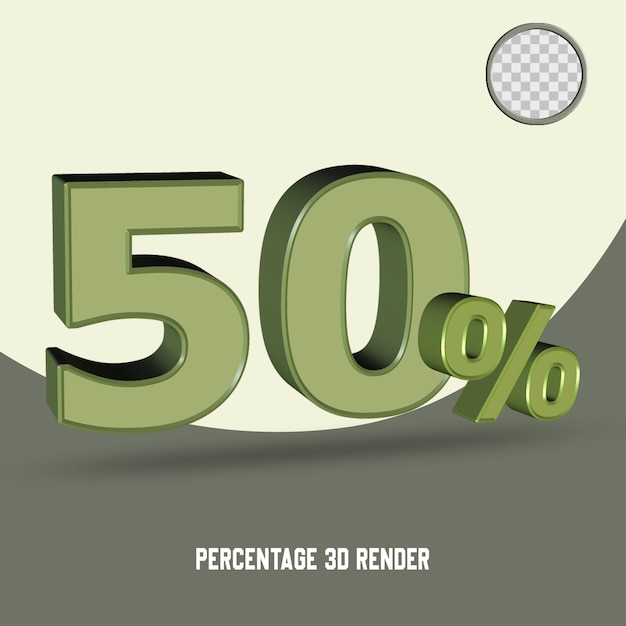 PSD 3d render number percentage olive color