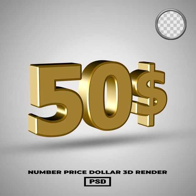 PSD 3d render of number price dollar gold style