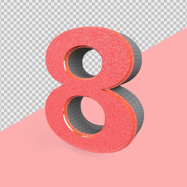 Numero di rendering 3d rosso 8