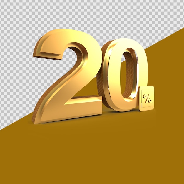 PSD 3d render number sale gold