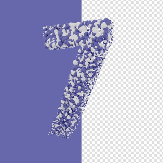 Rendering 3d numero sette con lavanda e bolla bianca