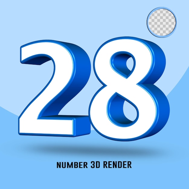 3d Render Numer 28 Niebieski Biały Kolor