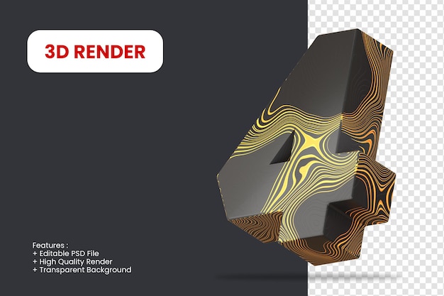 3d Render Numer 4 Z Abstrakcyjną Teksturą Na Białym Tle