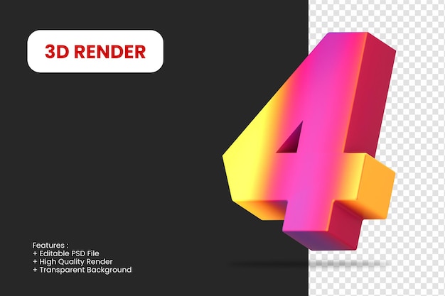 3d Render Numer 4 Z Abstrakcyjną Teksturą Na Białym Tle