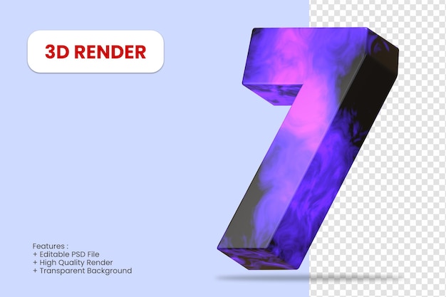 3d render numer 7 z abstrakcyjną teksturą na białym tle