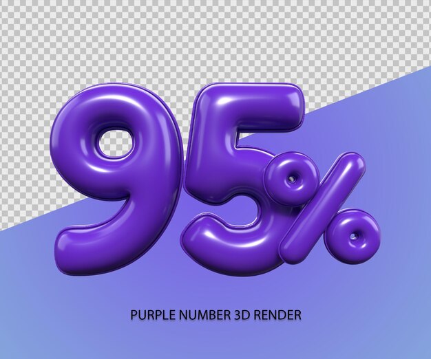 3D Render numer 95 procent plastikowej fioletowej zniżki