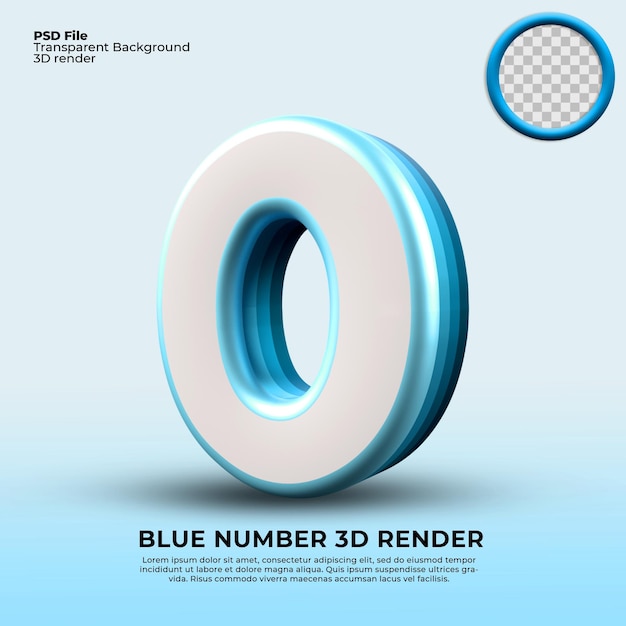 PSD 3d render nummer 0 blauwe laaggradiënt