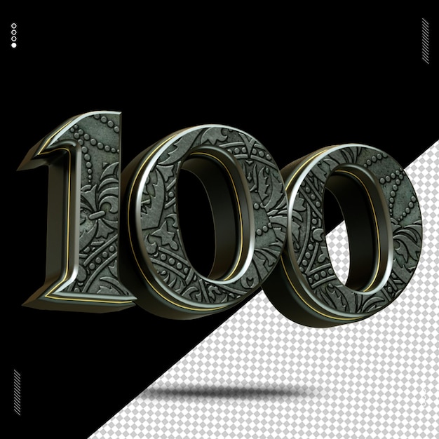 PSD 3d render nummer 100 lettertype middeleeuws