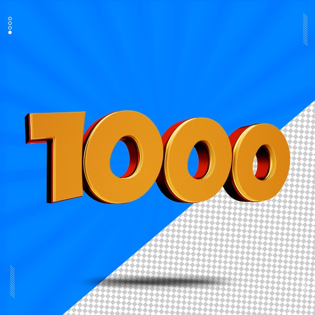 3d render nummer 1000 lettertype wafer