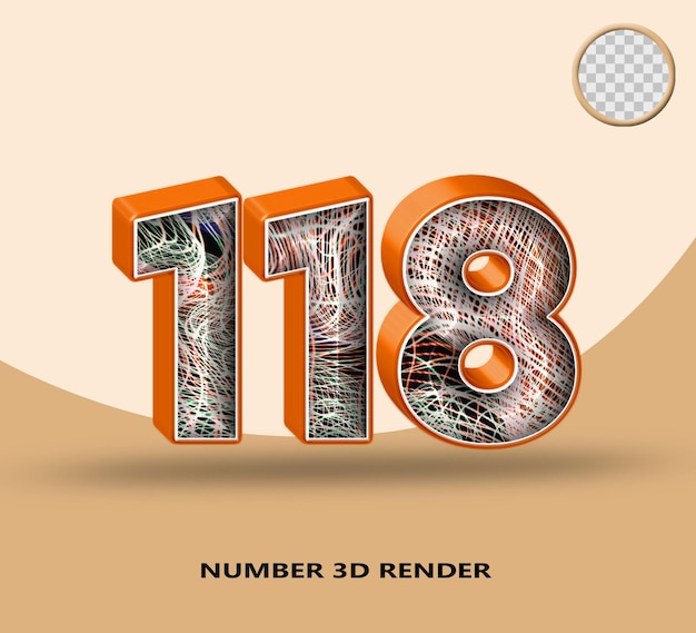 PSD 3d render nummer 118 lijn oranje glanzend met abstracte golflijn