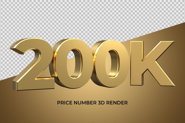 PSD 3d render nummer 200k gouden stijl