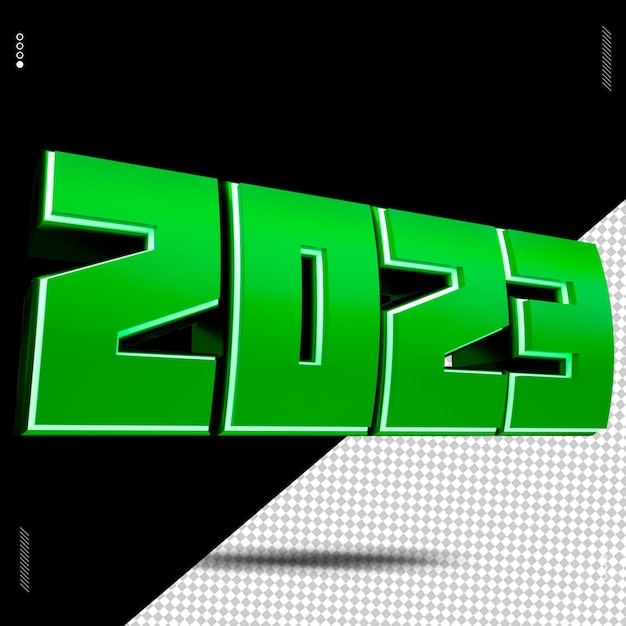 PSD 3d render nummer 2023 lettertype groen