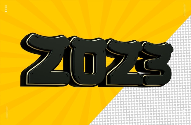 PSD 3d render nummer 2023 lettertype zwart japans