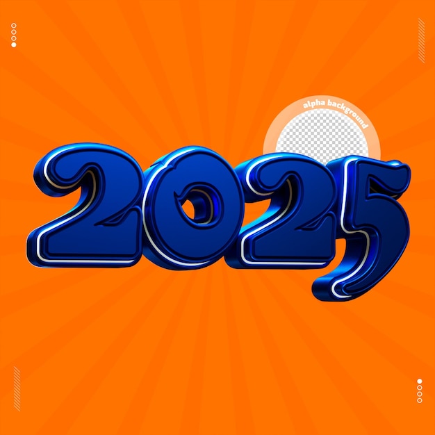 3d render nummer 2025 lettertype blauw