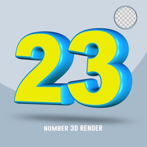 3D render nummer 23 gele lichtblauwe kleur