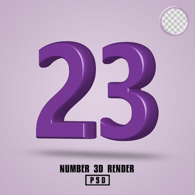 3D render nummer 23 violette kleur