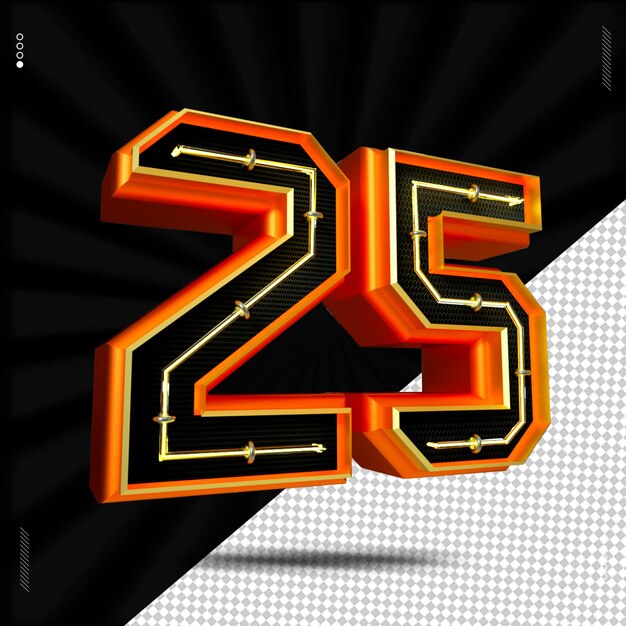 PSD 3d render nummer 25 lettertype neon