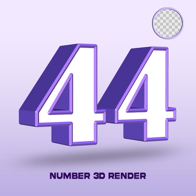 PSD 3d render nummer 44 witte paarse kleur