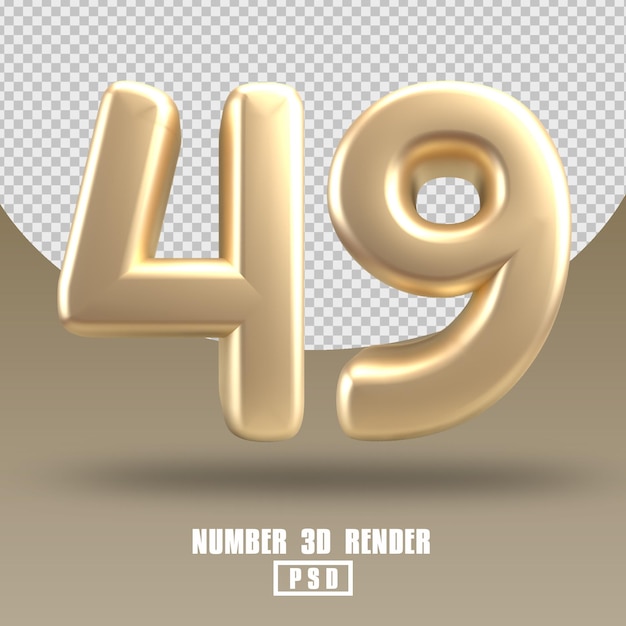 3d render nummer 49 gouden stijl