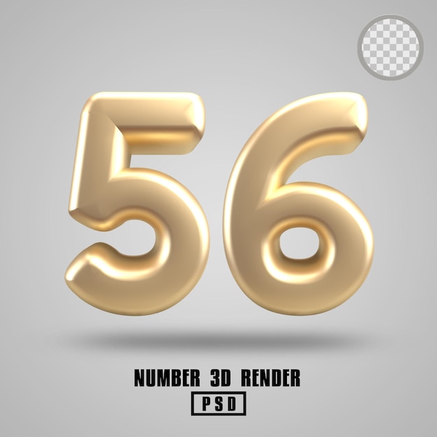 3d render nummer 56 gouden stijl