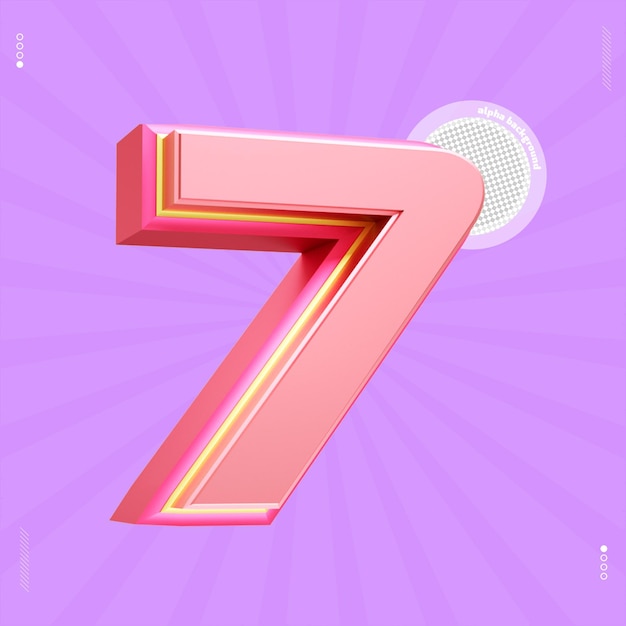 PSD 3d render nummer 7 lettertype roze