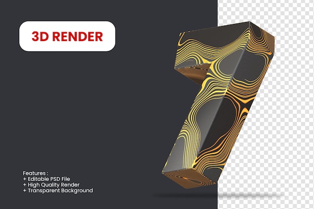 3d render nummer 7 met abstracte textuur geïsoleerd