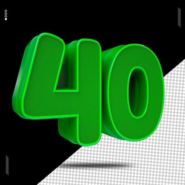 3d render nummer lettertype groen