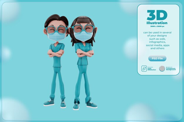 PSD 3d render nurse character illustration