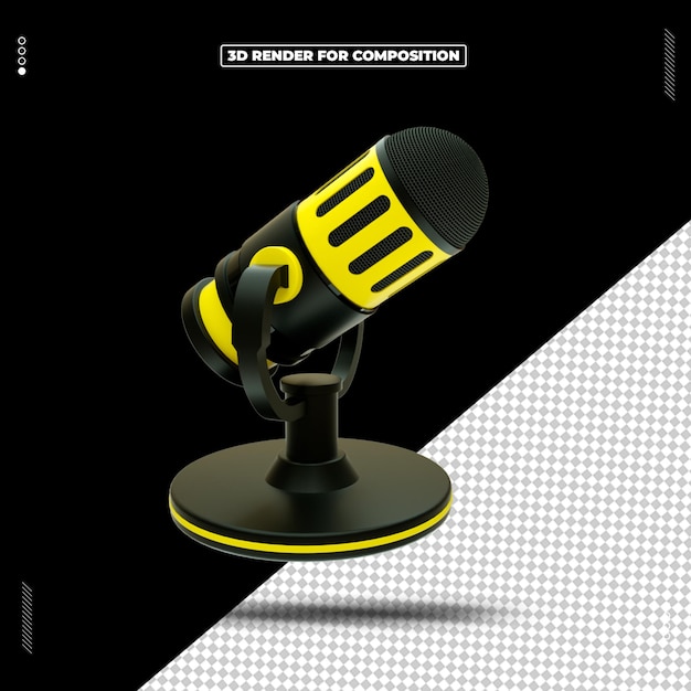 Podcast del microfono dell'icona dell'oggetto di rendering 3d