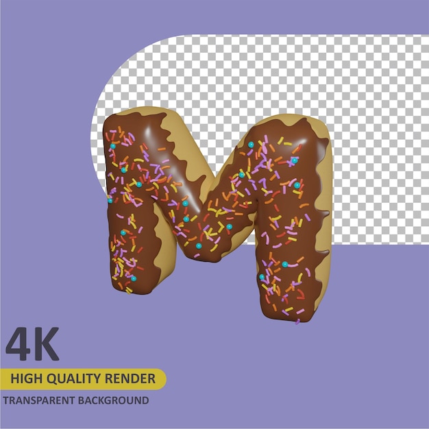 3d render object modellering donut alfabet letter m ontwerp