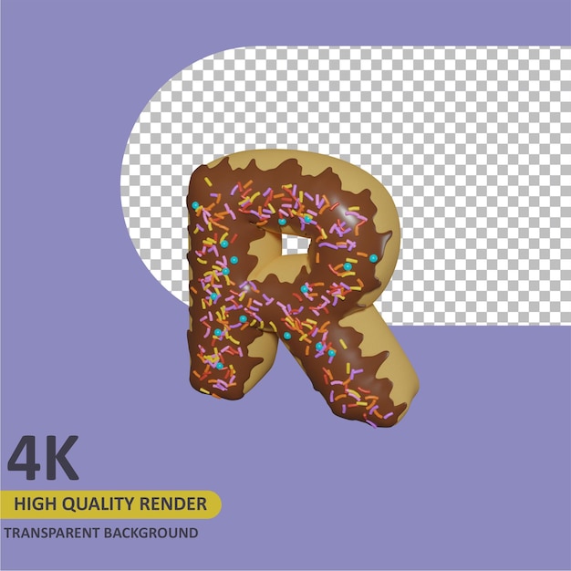 3d render object modellering donut alfabet letter r ontwerp