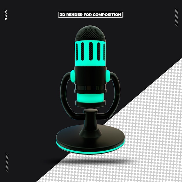 PSD 3d render object pictogram microfoon podcast