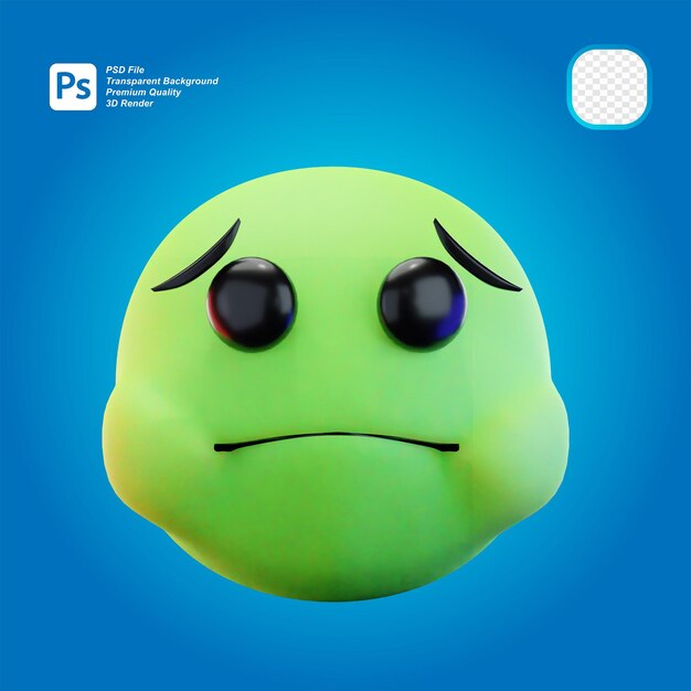 PSD 3d render obrzydliwej twarzy wymiotowej emoji 3d ilustracja