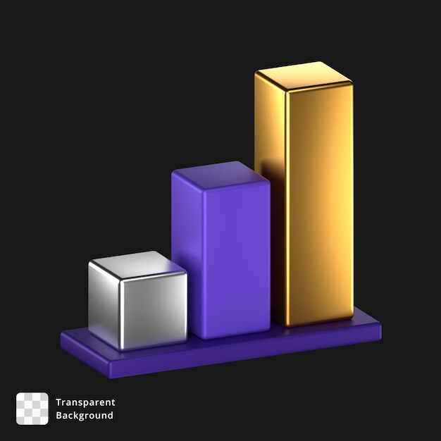 바 차트의 3d 렌더링