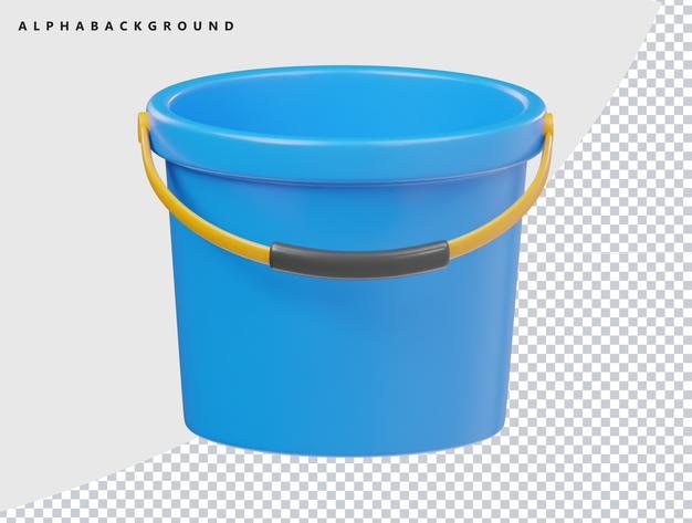 3D Render of a Blue Plastic Bucket