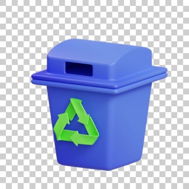 3D Render of a Blue Recycling Bin