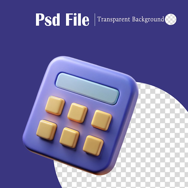 3D Render of a Calculator with Transparent Background