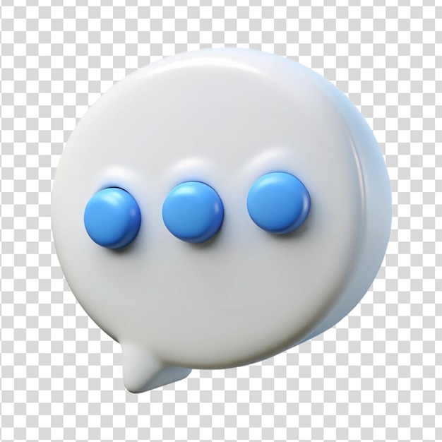 3D Render of a Chat Bubble Icon with Blue Buttons