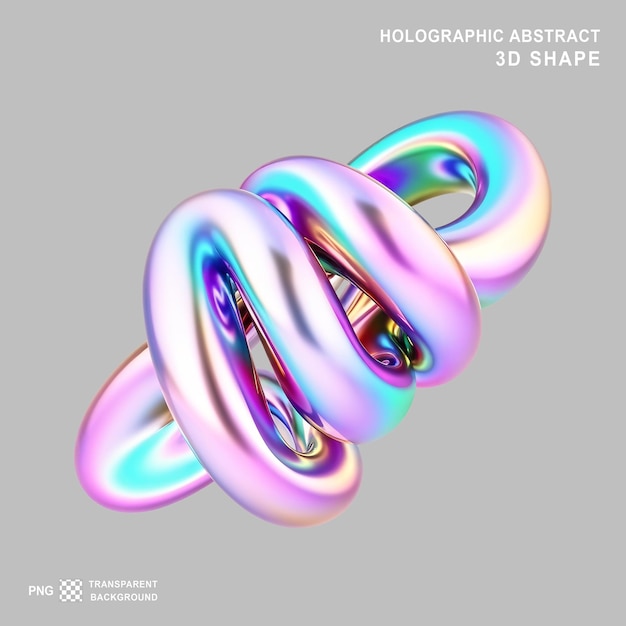 3D Render of a Colorful Abstract Fluid Twisted Shape on Transparent Background