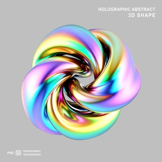 3D Render of a Colorful Abstract Fluid Twisted Shape on Transparent Background