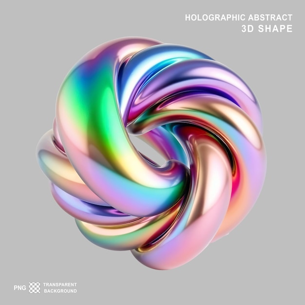 3d render of a colorful abstract fluid twisted shape on transparent background